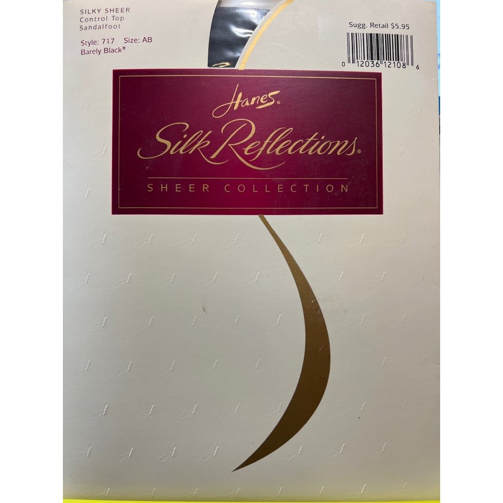 Vintage 1996 Hanes Silky Reflections Sheer Pantyhose Control Top Sandalfoot Bare - Picture 2 of 6
